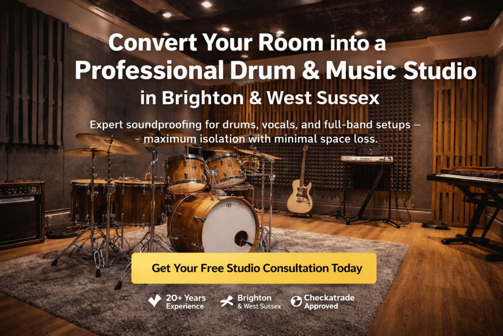 "Professional drum and music studio soundproofing in Brighton & West Sussex"